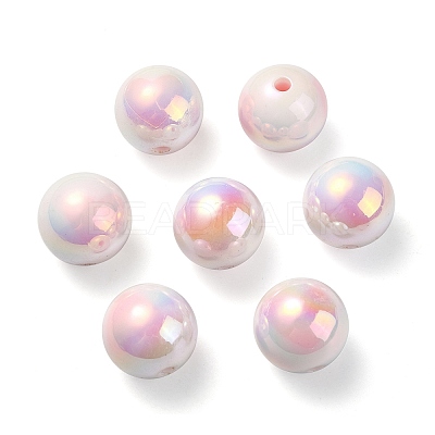 UV Plating Rainbow Iridescent Acrylic Beads OACR-F004-09B-1