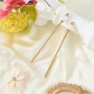 2Pcs Brass Hair Sticks OHAR-WR00003-1