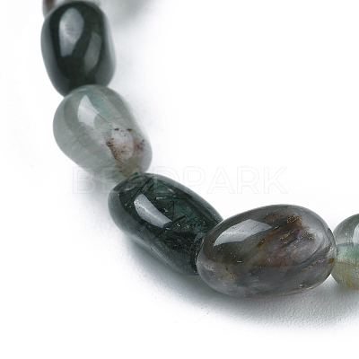 Natural Green Rutilated Quartz Bead Stretch Bracelets BJEW-K213-22-1