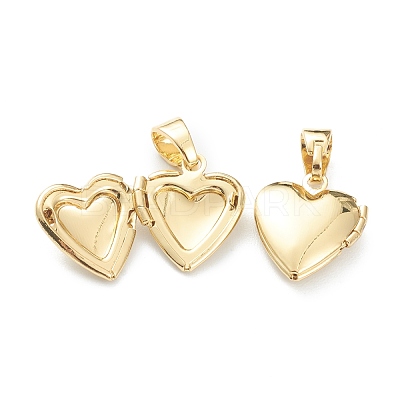 Brass Locket Pendants KK-P199-15G-1