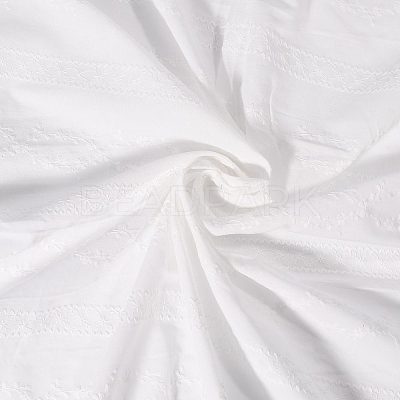 Floral Embroidered Cotton Fabric DIY-WH0786-55-1