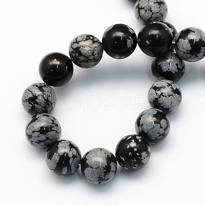 Natural Snowflake Obsidian Round Beads Strands G-S172-10mm-1