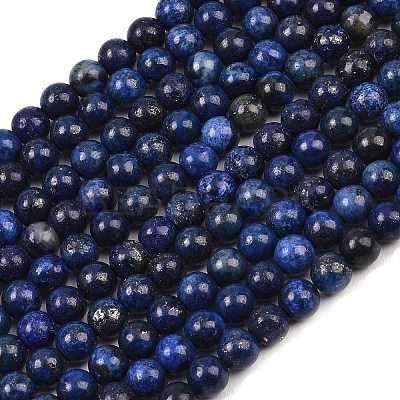 Dyed Natural Grade AA Lapis Lazuli Round Bead Strands X-G-M290-6mm-AA-1
