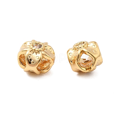 Brass Micro Pave Clear Cubic Zirconia Beads KK-F916-39G-1