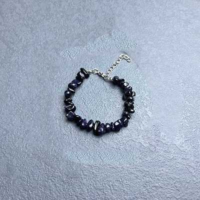 Synthetic Blue Goldstone Chip Beaded Bracelets for Women IW6789-18-1