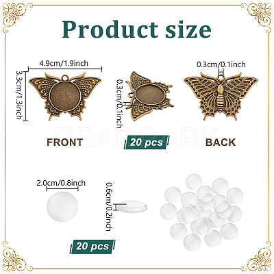 DIY Dome Alloy Butterfly Pendant Jewelry Making Kits DIY-PH0023-39AB-1