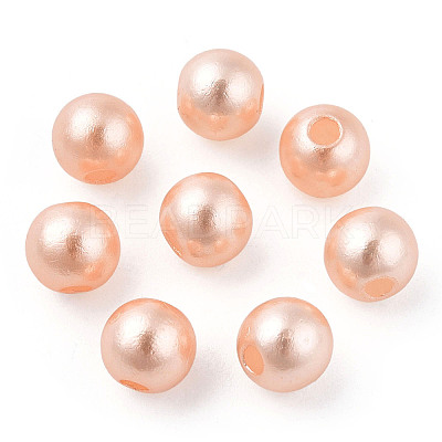 Spray Painted ABS Plastic Imitation Pearl Beads OACR-T015-05A-19-1