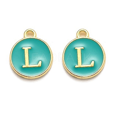 Golden Plated Alloy Enamel Charms X-ENAM-Q437-15L-1