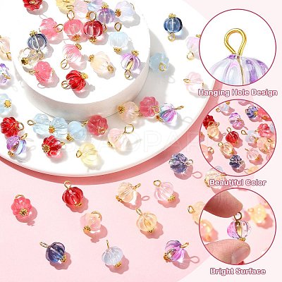 100Pcs 10 Colors Transparent Spray Paint Glass Pendants PALLOY-CJ00123-1