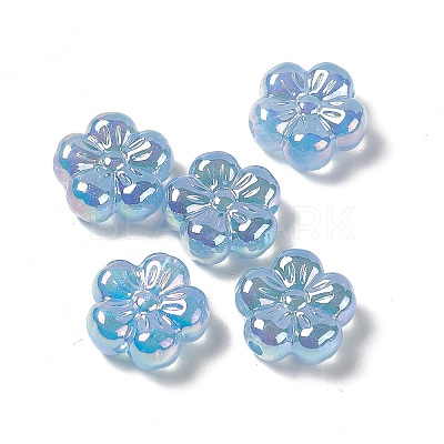 UV Plating Rainbow Iridescent Acrylic Flower Beads PACR-M003-10-1