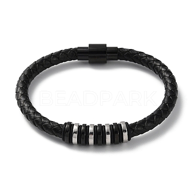 Leather Braided Round Cord Bracelet BJEW-F460-06EBP-1