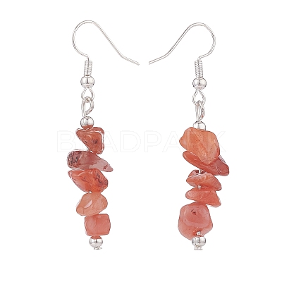 Natural Red Agate Chips Beaded Jewelry Set X-SJEW-JS01232-04-1