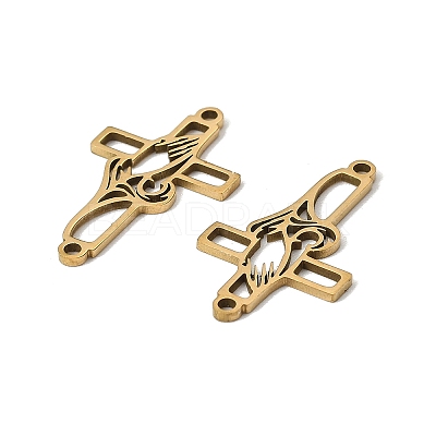 201 Stainless Steel Religion Hollow Praying Hand Cross Links Connector Charms STAS-K310-03G-1