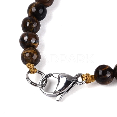 Natural Tiger Eye Round & Cone Beaded Necklaces NJEW-N064-03D-1