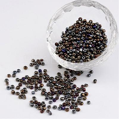8/0 Electroplated Iris Round Glass Seed Beads X-SEED-A009-3mm-602-1