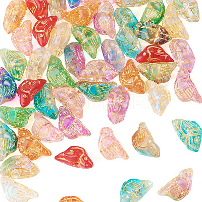 50Pcs 10 Colors Baking Paint and Golden Metal Enlaced Glass Beads DGLA-TA0001-64-1