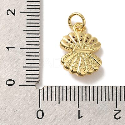 Shell Shapes Rack Plating Brass Glass Pendants KK-U027-32G-1