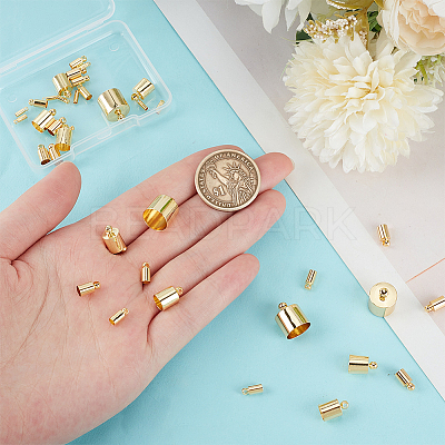 48Pcs 6 Size Brass Cord Ends FIND-BC0005-46-1