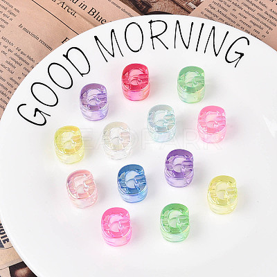 UV Plating Transparent Acrylic European Beads OACR-M027-02G-1