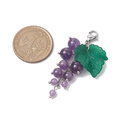 Grape Natural Amethyst Pendant Decorations HJEW-TA00266-01-1