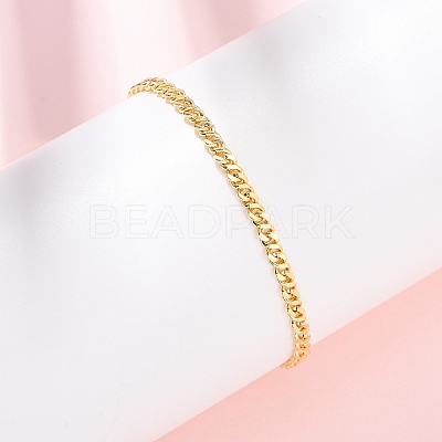 Brass Curb Chain Bracelets for Women BJEW-C140-14G-1
