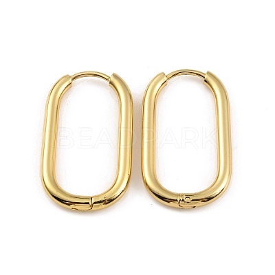 Ion Plating(IP) 304 Stainless Steel Oval Hoop Earrings EJEW-M218-02B-G-1