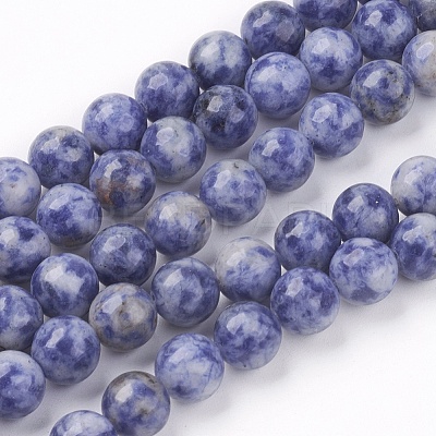 Natural Blue Spot Jasper Bead Strands G-R193-15-8mm-1