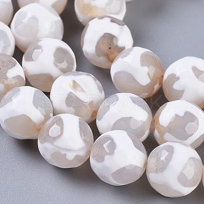 Tibetan Style Turtle Back Pattern dZi Beads Strands X-G-G036-8mm-6-1