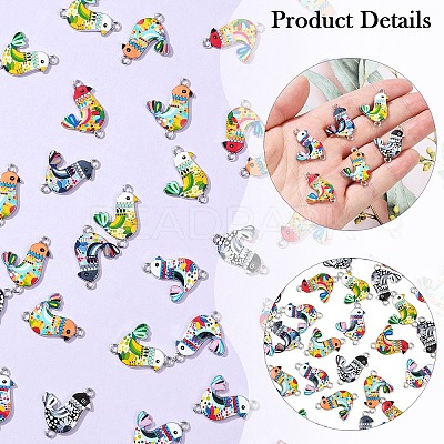 60Pcs Printed Alloy Connector Charms FIND-YW0006-71-1