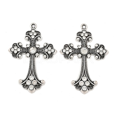 Alloy Rhinestone Cross Big Gothic Pendants ALRI-1475-NR-1