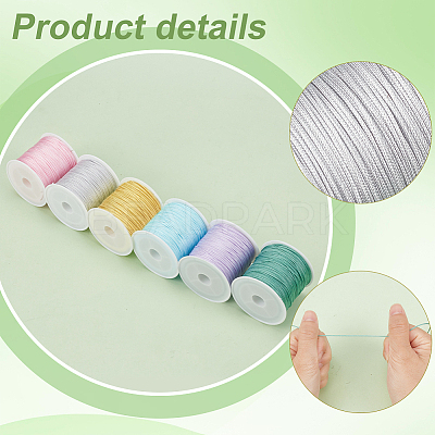 6 Rolls 6 Colors Nylon Chinese Knot Cord NWIR-PH0002-27A-1