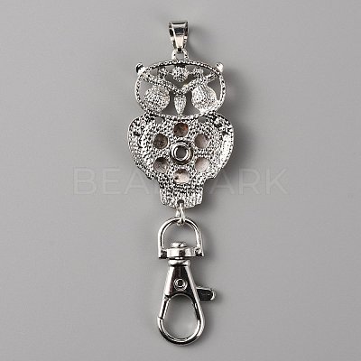 Alloy Rhinestone Snap Keychain Making KEYC-WH0018-58-1