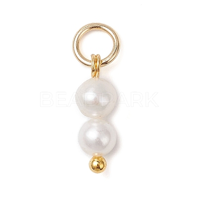 Natural Cultured Freshwater Pearl Round Beaded Charms PALLOY-JF04308-1