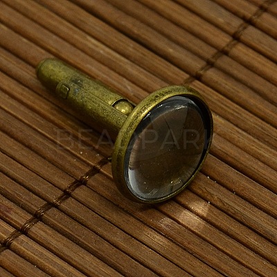 DIY Brass Cufflink Findings Cuff Button Cabochon Settings and 14mm Clear Glass Cabochon Cover Sets DIY-X0105-AB-NF-1