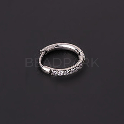 316 Stainless Steel Micro Pave Clear Cubic Zirconia Hoop Cartilage Earrings WG9FB89-06-1