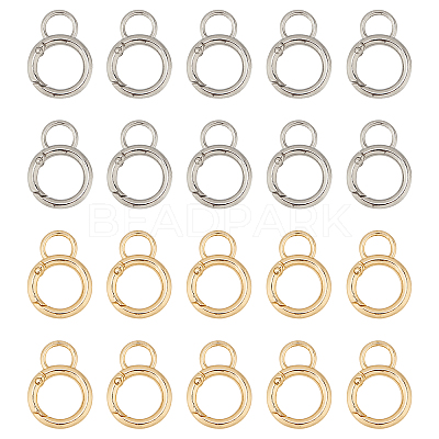 20Pcs 2 Colors Alloy Spring Gate Ring KEYC-NB0001-16-1