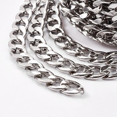 Tarnish Resistant 304 Stainless Steel Cuban Link Chains CHS-E013-17B-1