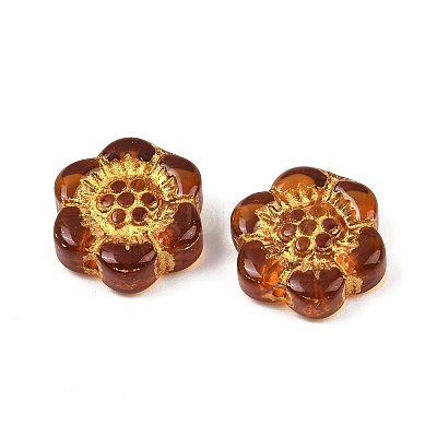 Baking Paint and Golden Metal Enlaced Glass Beads DGLA-T004-10A-1