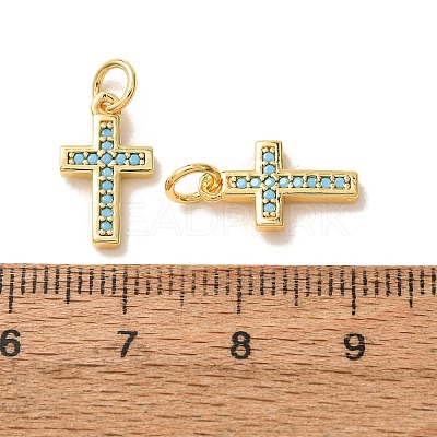 Brass Micro Pave Sky Blue Cubic Zirconia Charms CU-CBA9AB3-41G-1