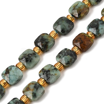 Natural African Turquoise(Jasper) Beads Strands GG-CBA96AE-A06-6x6mm-1