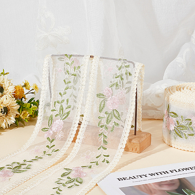 Polyester Embroidery Flower Lace Ribbons DIY-FG0004-74-1