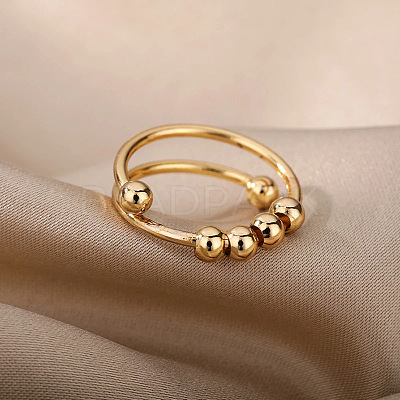 201 Stainless Steel Round Beaded Spinner Rings WG5F549-02-1