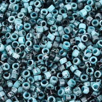 Opaque Picasso Cylinder Glass Beads SEED-Q039-06A-17-1