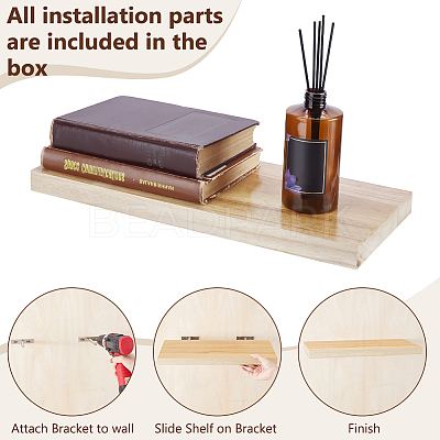 Rectangle Wood Wall Storage Rack AJEW-WH0794-25-1