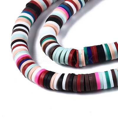 Flat Round Handmade Polymer Clay Beads CLAY-R067-6.0mm-M2-1