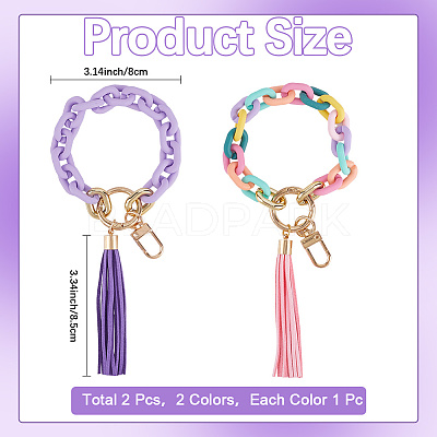 2Pcs 2 Styles Acrylic & Zine Alloy & PU Pendant Decoration KEYC-CN0001-07A-1