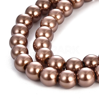 Baking Paint Pearlized Glass Pearl Round Bead Strands LS-HY-Q330-8mm-30-1