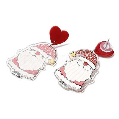 Christmas Acrylic Dangle Stud Earrings with 304 Stainless Steel Pin for Women LS-EJEW-D060-01B-1