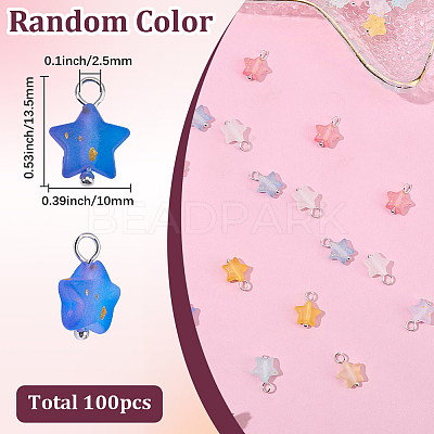 100Pcs Star Frosted Acrylic Gold Foil Charms PALLOY-BM00026-1