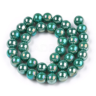 Electroplate Opaque Glass Beads Strands X-GLAA-T032-P8mm-AB12-1
